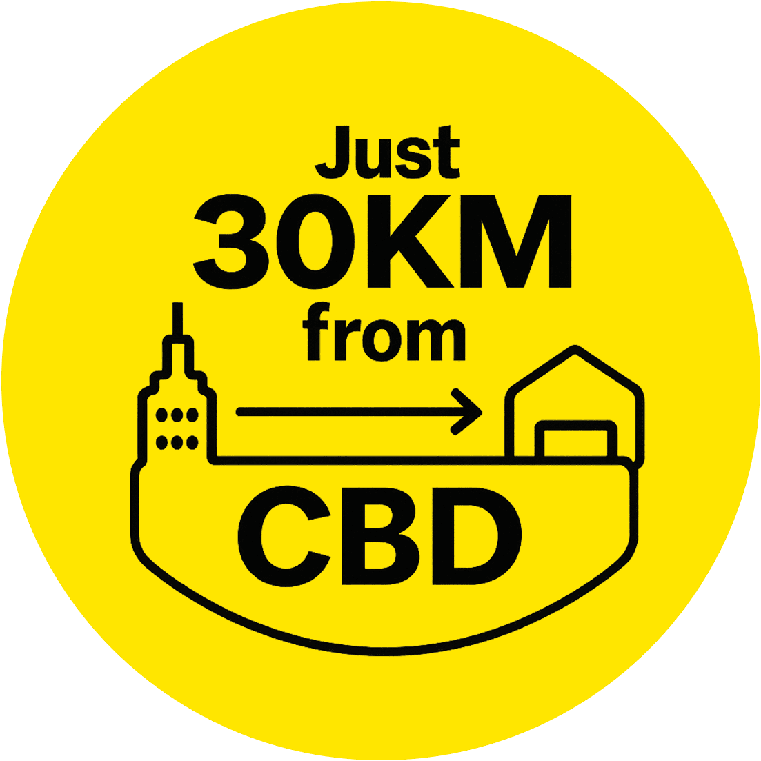 30km from CBD Icon