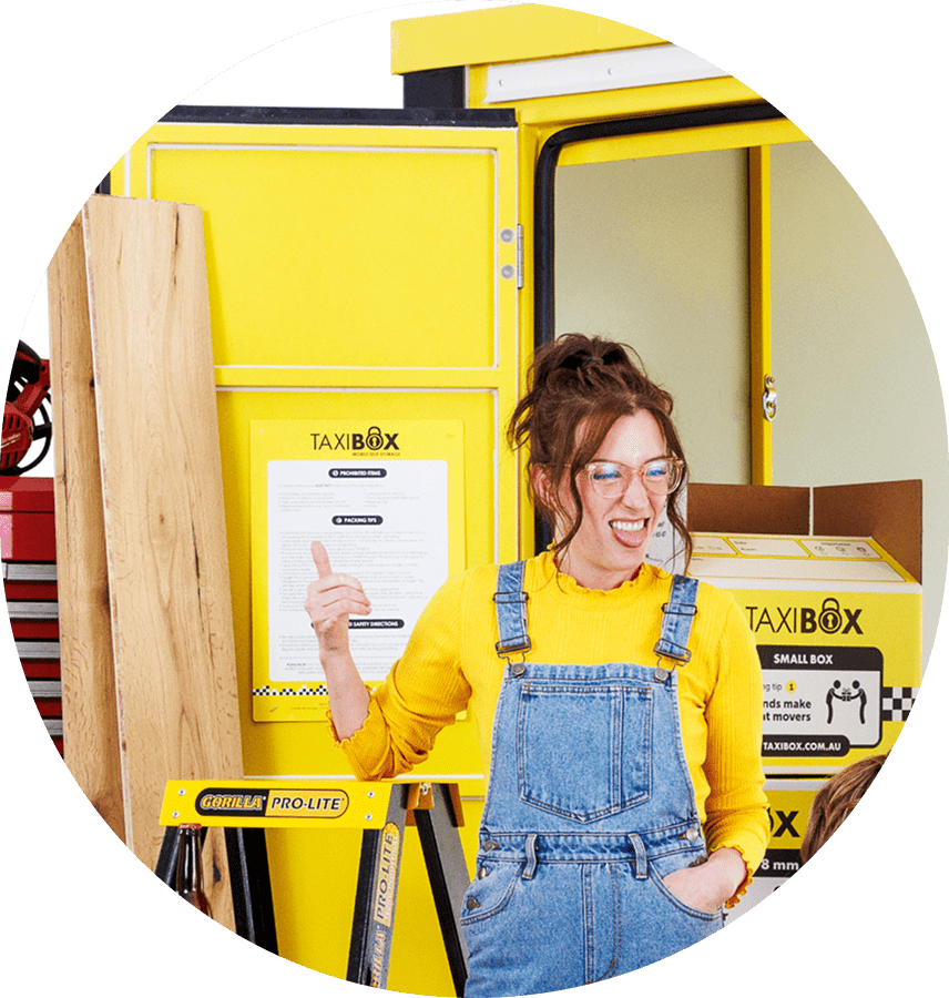 woman in yellow happy