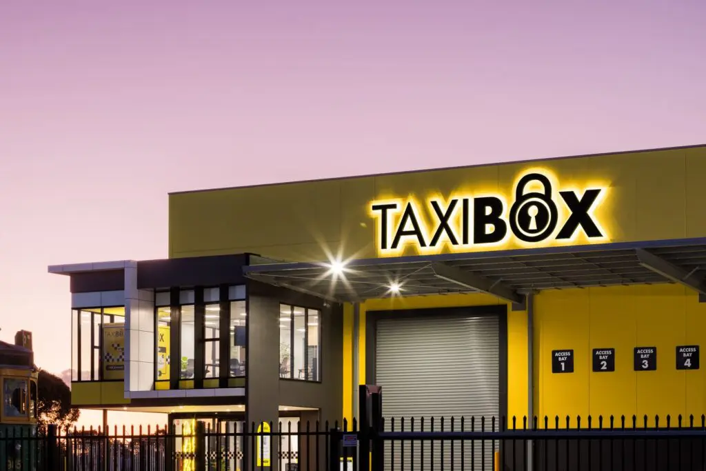 TAXIBOX Storage Reservoir facility at dusk